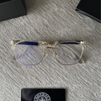 Rimless Bottom Chrome Heart Glasses – Clear & Gold Edition.