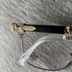 Rimless Bottom Chrome Heart Glasses – Clear & Gold Edition.