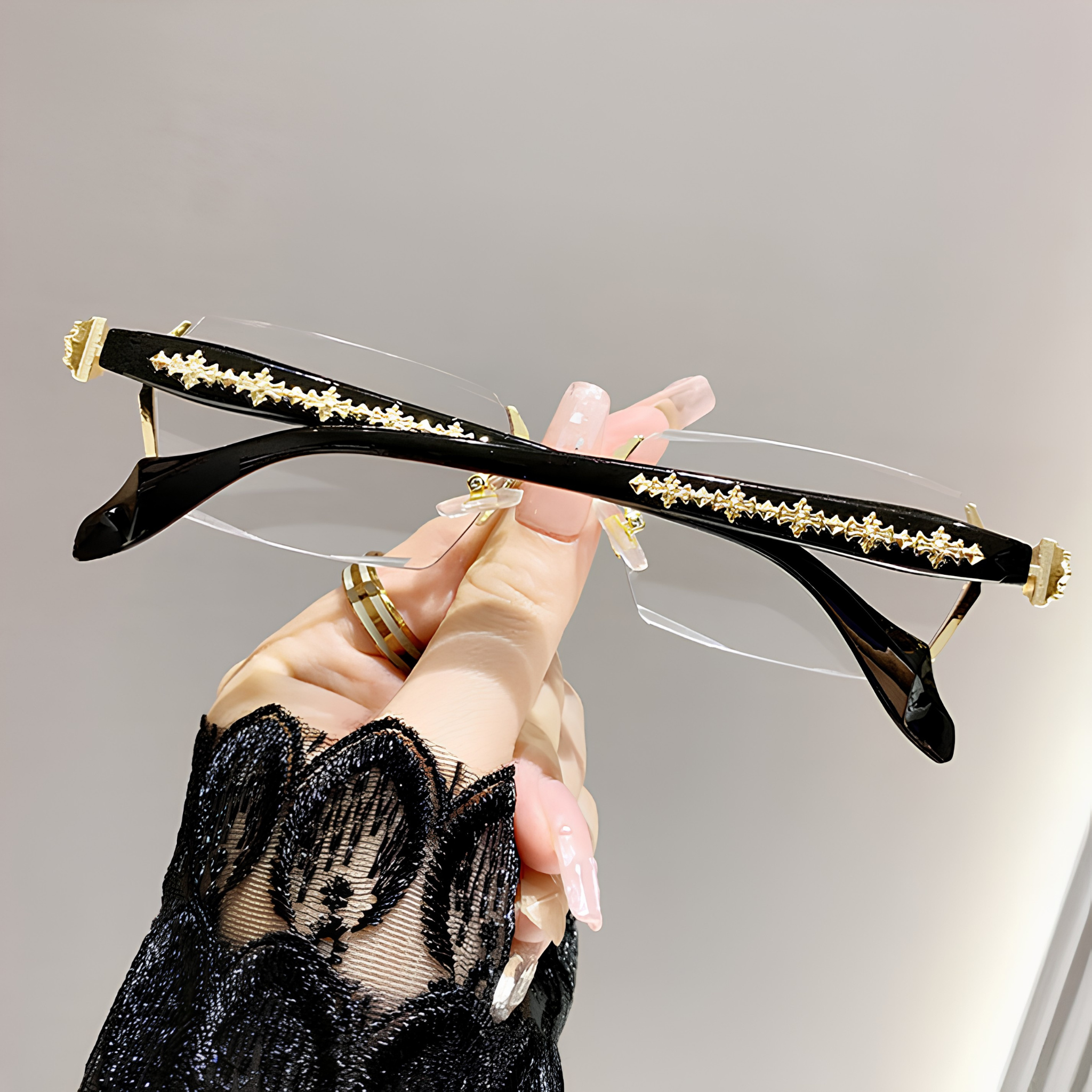 Gold Chrome Rimless Glasses