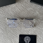 Rimless Bottom Chrome Heart Glasses – Clear & Silver Edition.