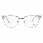 Rimless Bottom Chrome Heart Glasses – Clear & Silver Edition.