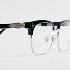 Rimless Bottom Chrome Heart Glasses – Black & Silver Edition.