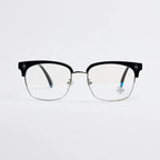 Rimless Bottom Chrome Heart Glasses – Black & Silver Edition.