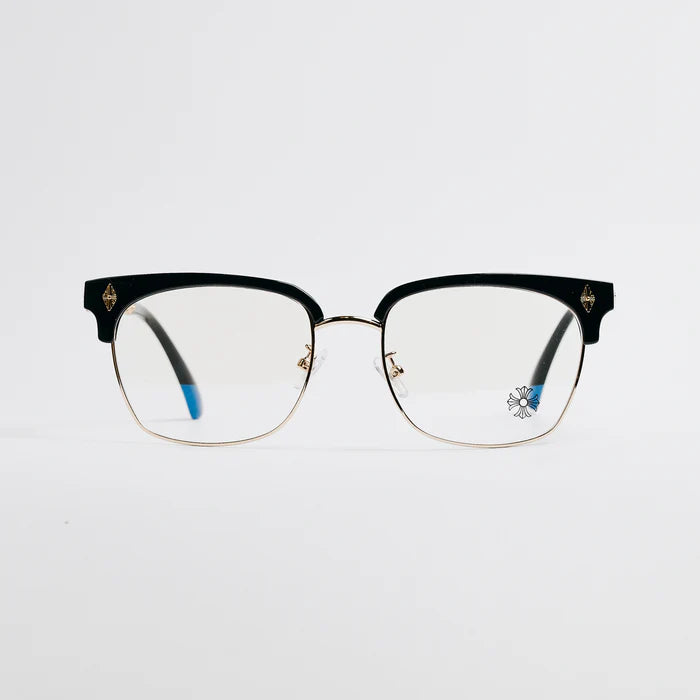 Rimless Bottom Chrome Heart Glasses – Black & Gold Edition.