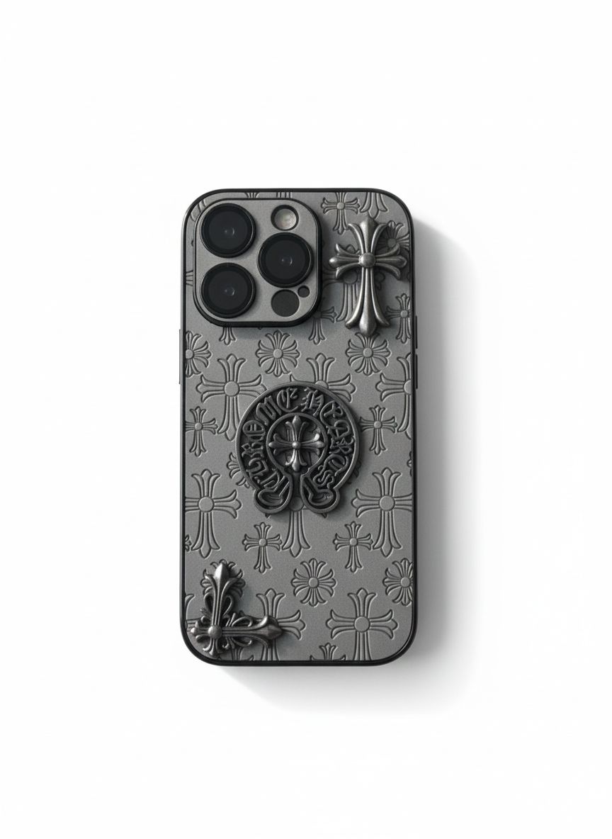 Chrome Heart Phone Case Gray/Black