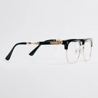 Rimless Bottom Chrome Heart Glasses – Black & Gold Edition.