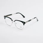 Rimless Bottom Chrome Heart Glasses – Black & Silver Edition.